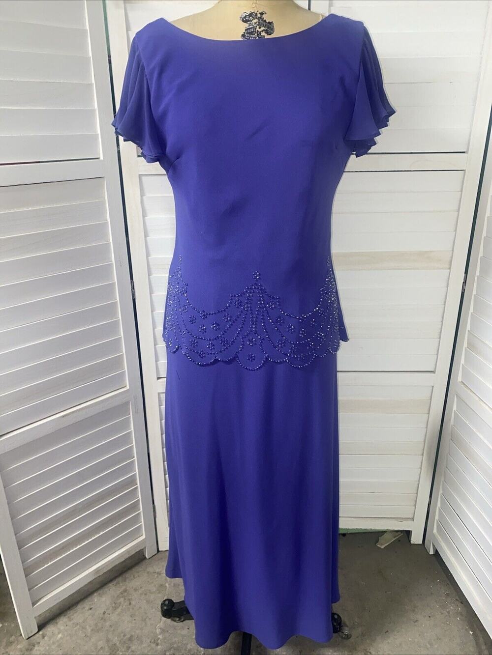 NWT Coldwater Creek Women’s Purple Chiffon Rhinestone Mother Of The Bride Sz 8